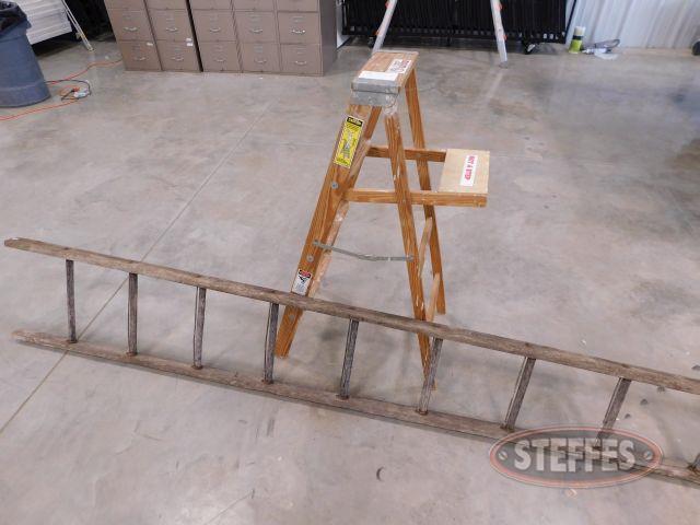(2) Antique Wooden Painting Ladders 10' & 4'